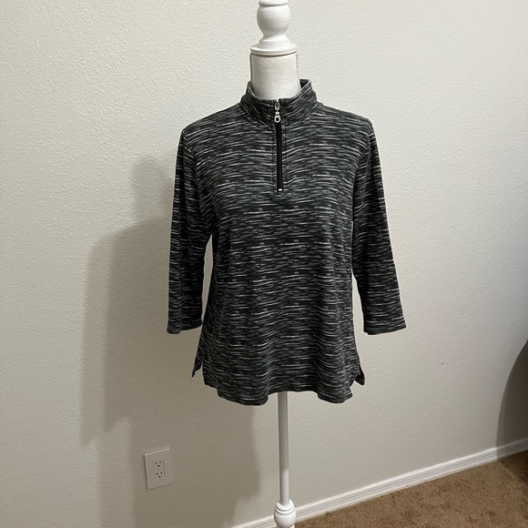 Karen Scott Sport Track Jacket with gray stripe blend - Picture 1 of 5